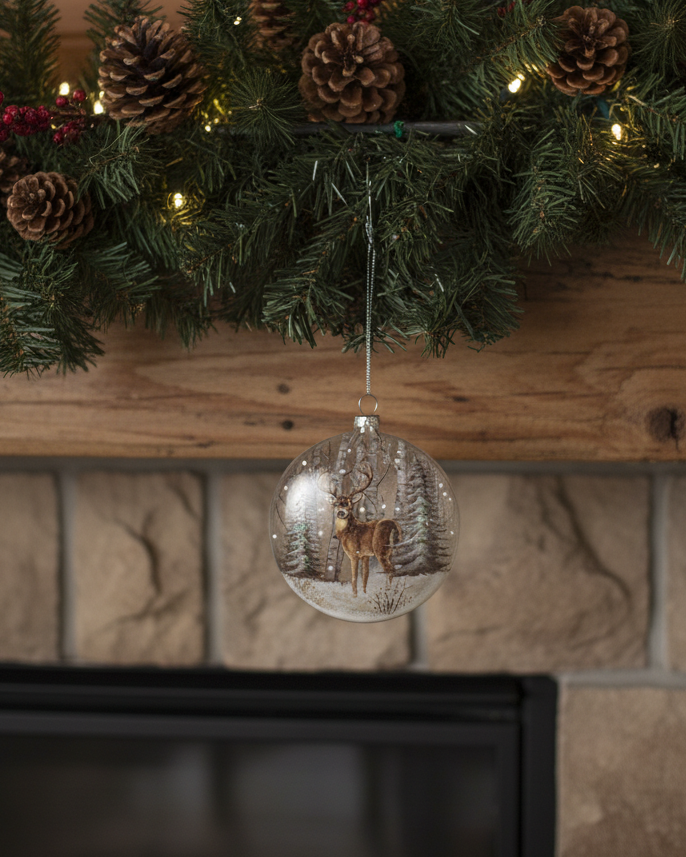 Winter Nature Glass Disc Ornament