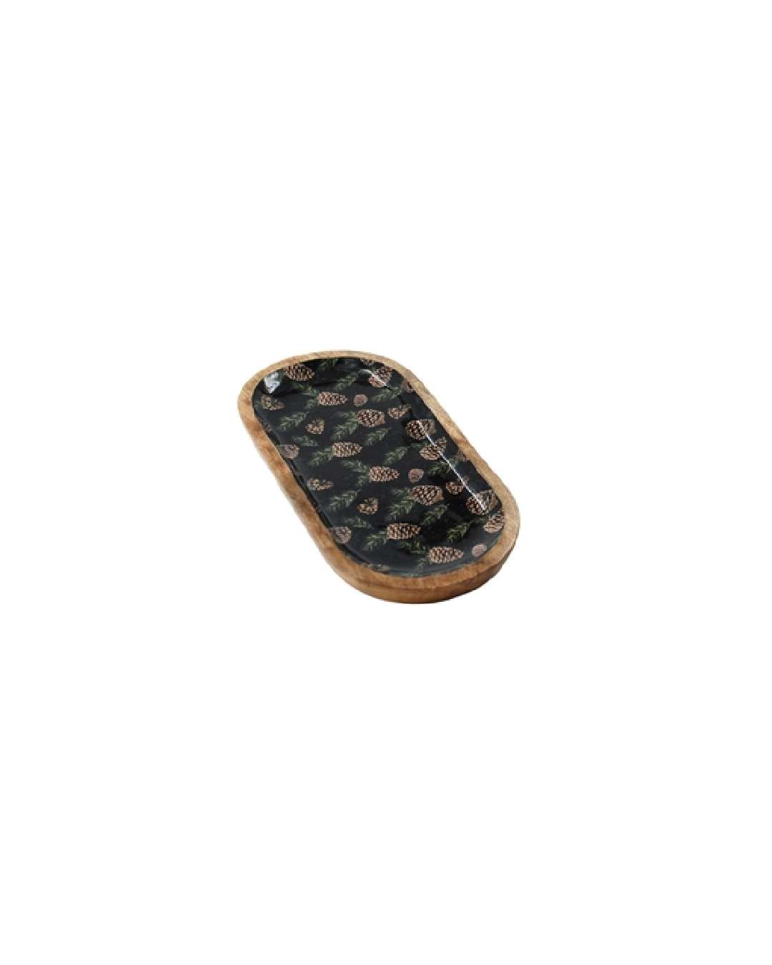 Woodland Pines Mango Wood Tray Black 15"
