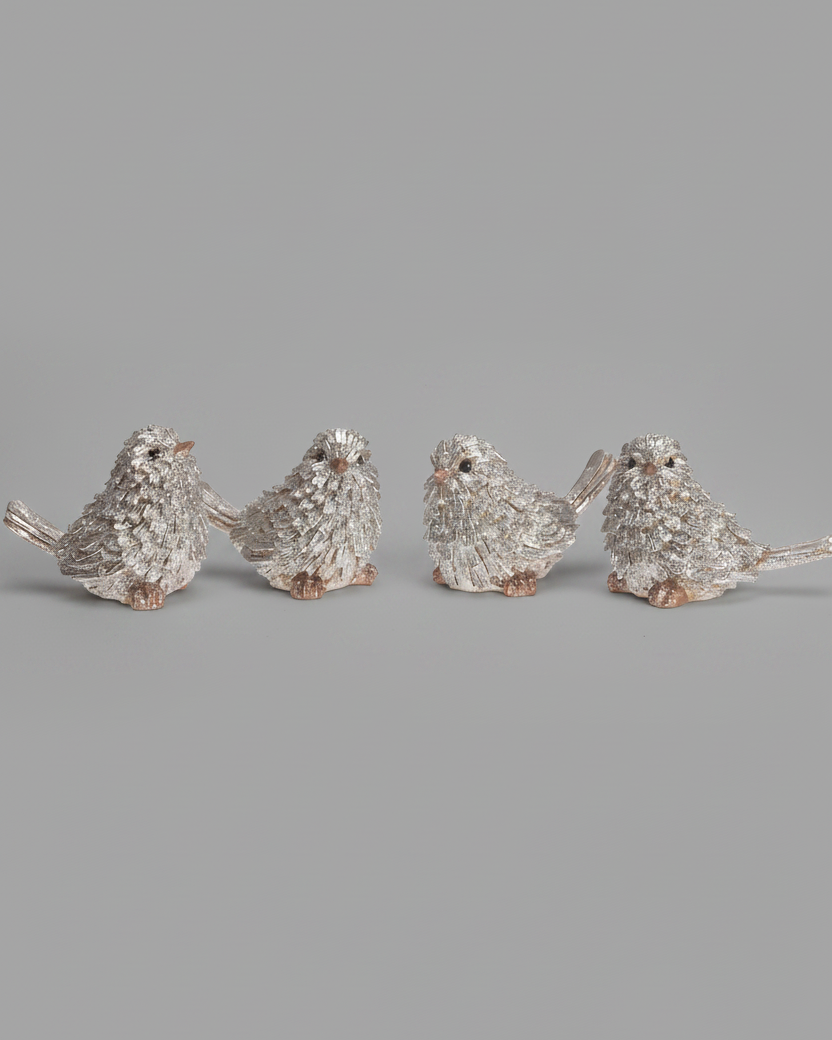 Silver Glitter Resin Bird