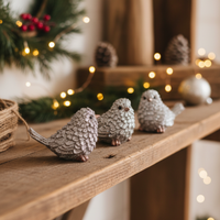 Silver Glitter Resin Bird