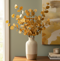 Penny Leaf Eucalyptus Pick Mustard 18"