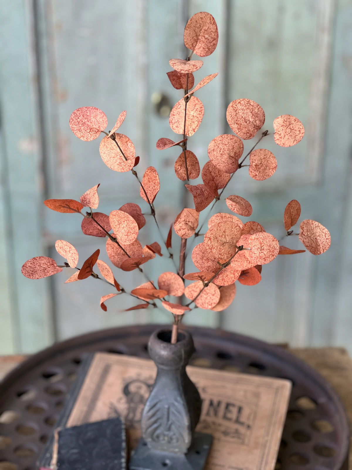 Penny Leaf Eucalyptus Pick Red 18”