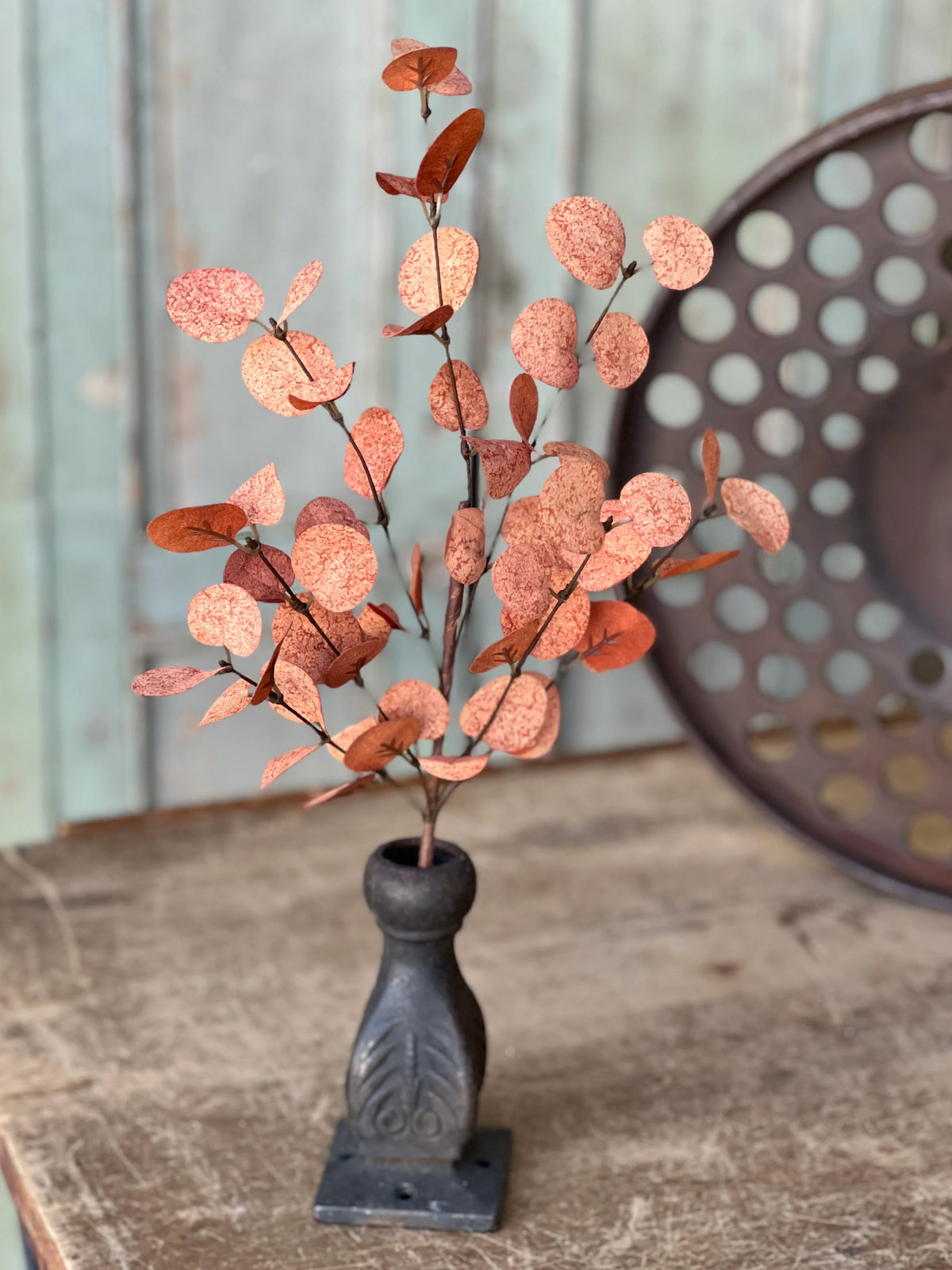 Penny Leaf Eucalyptus Pick Red 18”