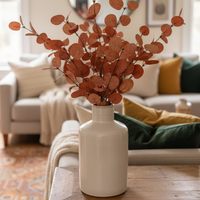 Penny Leaf Eucalyptus Pick Red 18”
