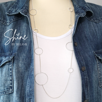 Ashlee Textured Silver Ring Long Necklace