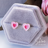 Be Mine Enamel Heart Stud Earrings