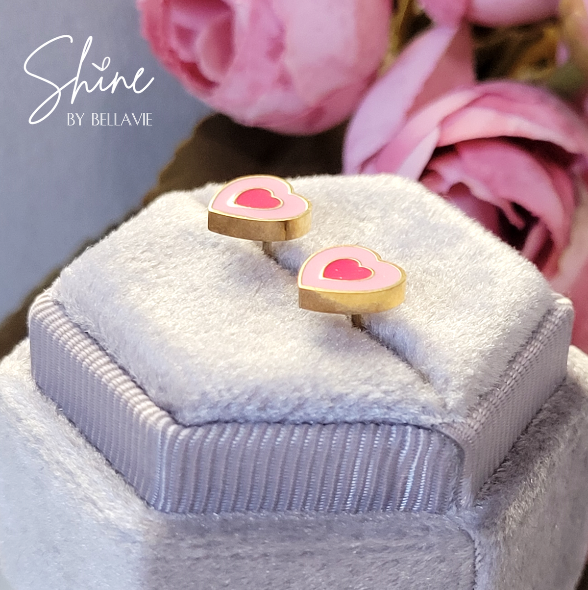 Be Mine Enamel Heart Stud Earrings