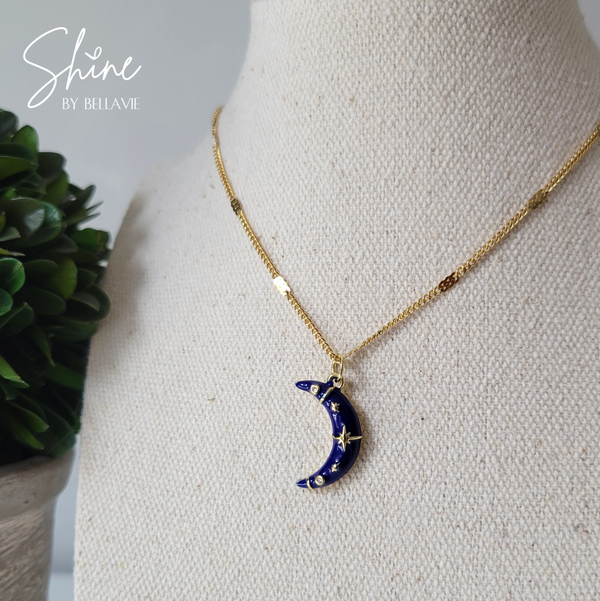 Blue Moon Enamel Necklace