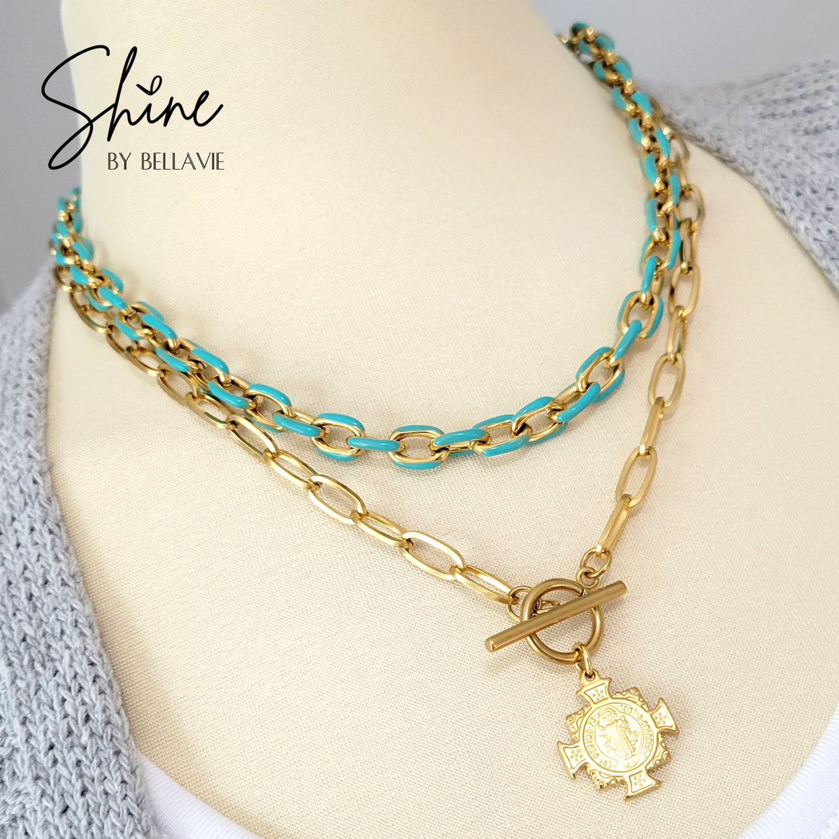 Brooklyn Coloured Enamel Cable Link Necklace