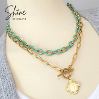 Brooklyn Coloured Enamel Cable Link Necklace