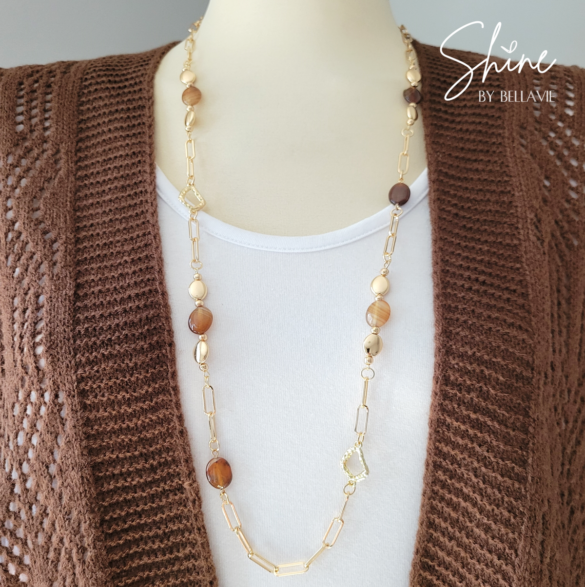 Brown Agate Long Necklace