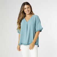 Aspen Flowy Ruffle Edge Top