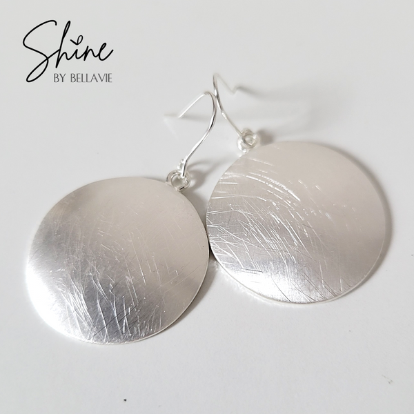 Cady Brushed Button Drop Earrings