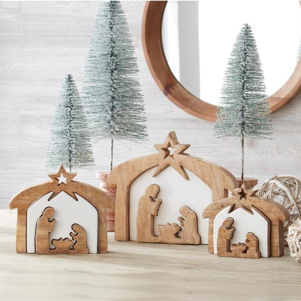 Mango Wood Enamel Layered Nativity