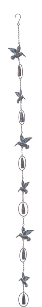 Bronze Patina Hummingbird Rain Chain with Bell