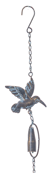 Bronze Patina Hummingbird Rain Chain with Bell