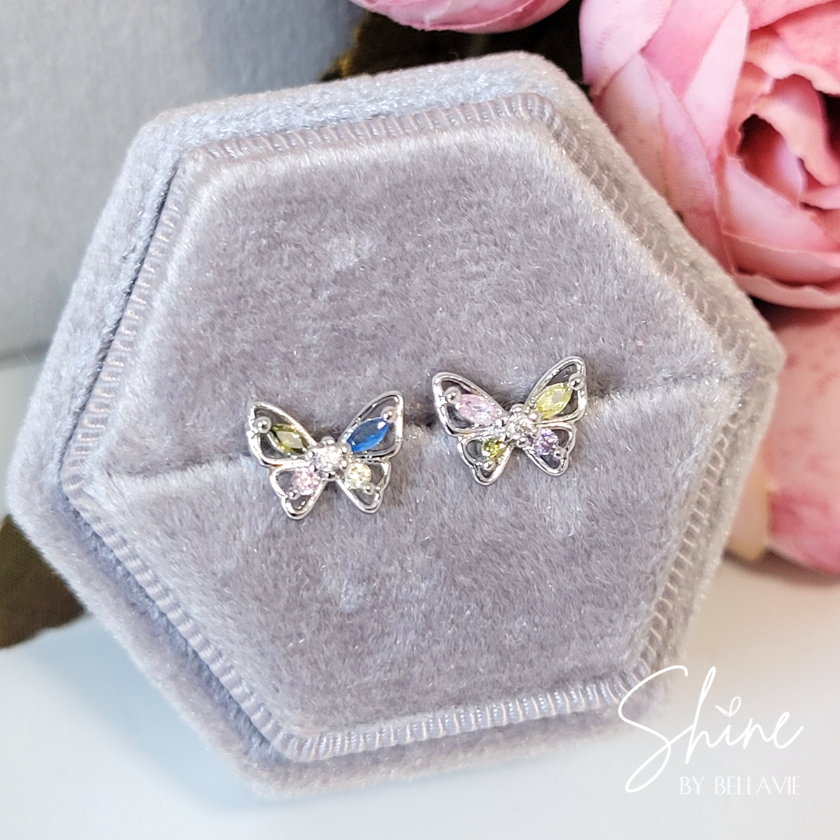 Crystal Butterfly Stud Earrings