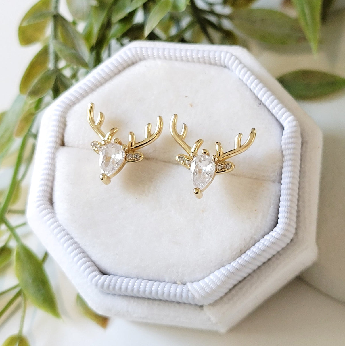 Crystal Stag Head Earrings