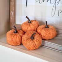 Mini Orange Burlap Pumpkins Set of Four