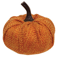 Mini Orange Burlap Pumpkins Set of Four