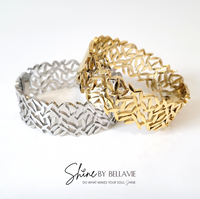 Fallon Wide Leaves Hinged Bangle