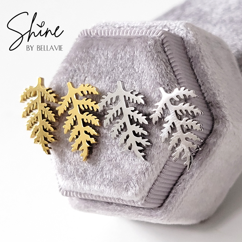Fern Leaf Stud Earrings