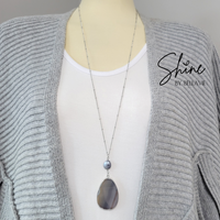 Fiona Grey Agate and Fresh Water Pearl Long Necklace