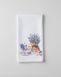 French Lavender Tea Towel - Tea Cup and Lavender