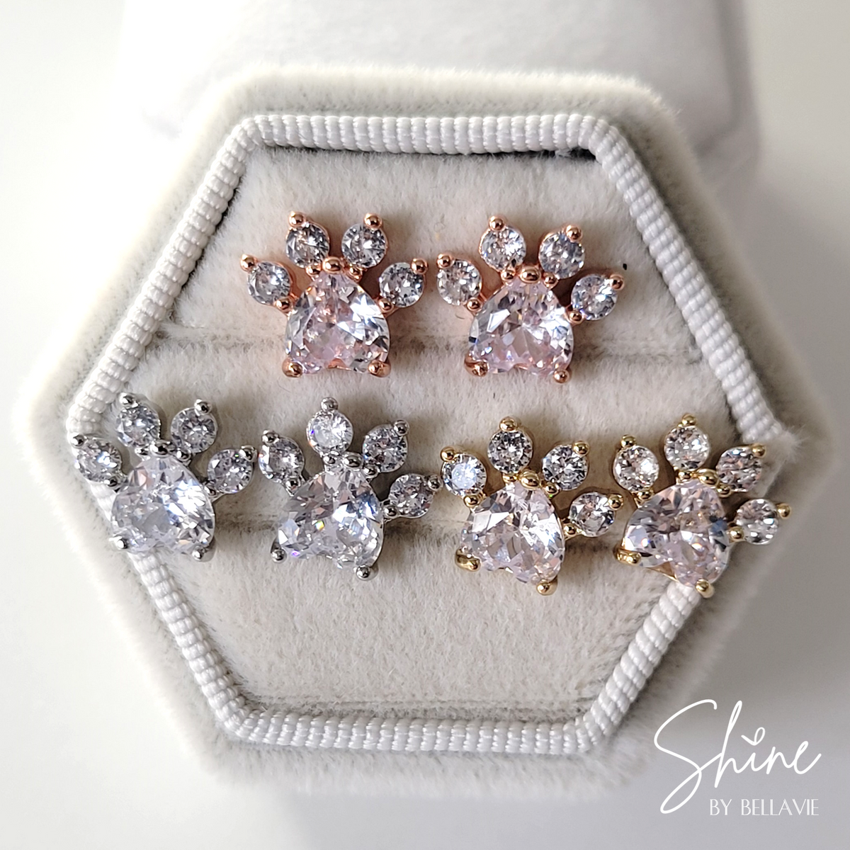 Good Girl Cubic Zirconia Paw Stud Earrings