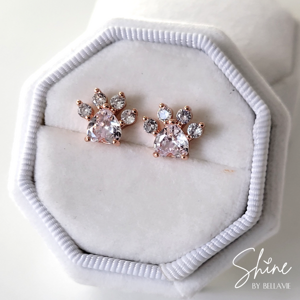 Good Girl Cubic Zirconia Paw Stud Earrings