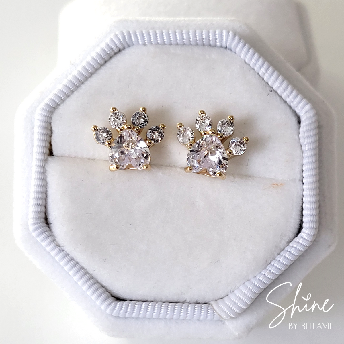 Good Girl Cubic Zirconia Paw Stud Earrings