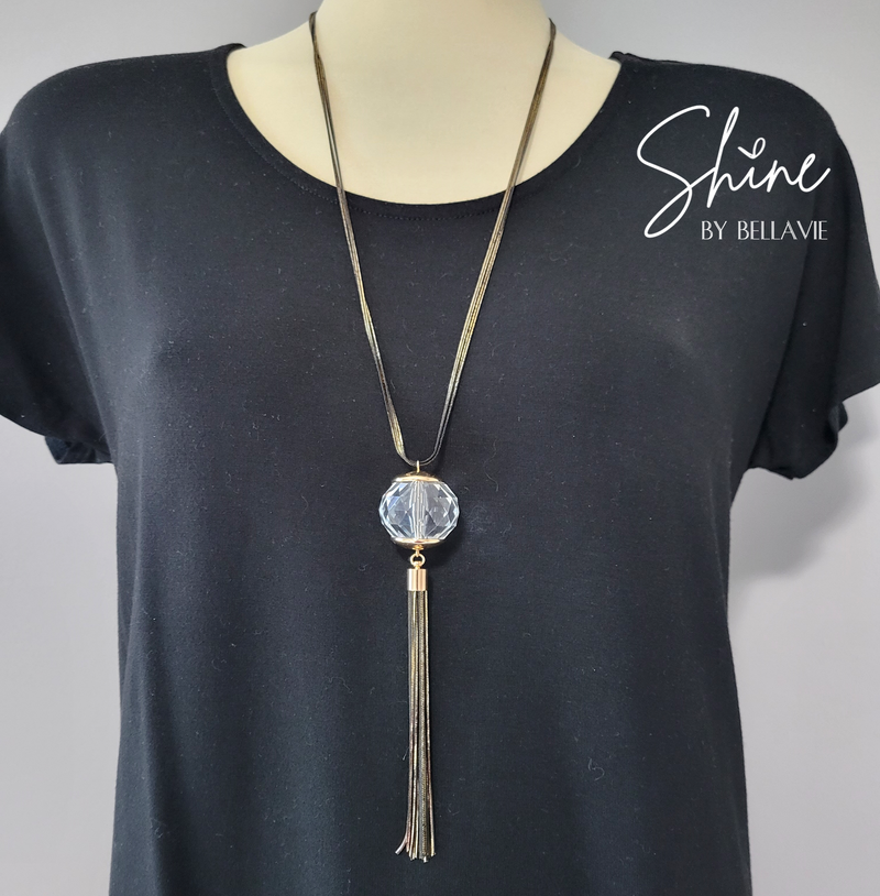 Grande Luxe Crystal Tassel Necklace