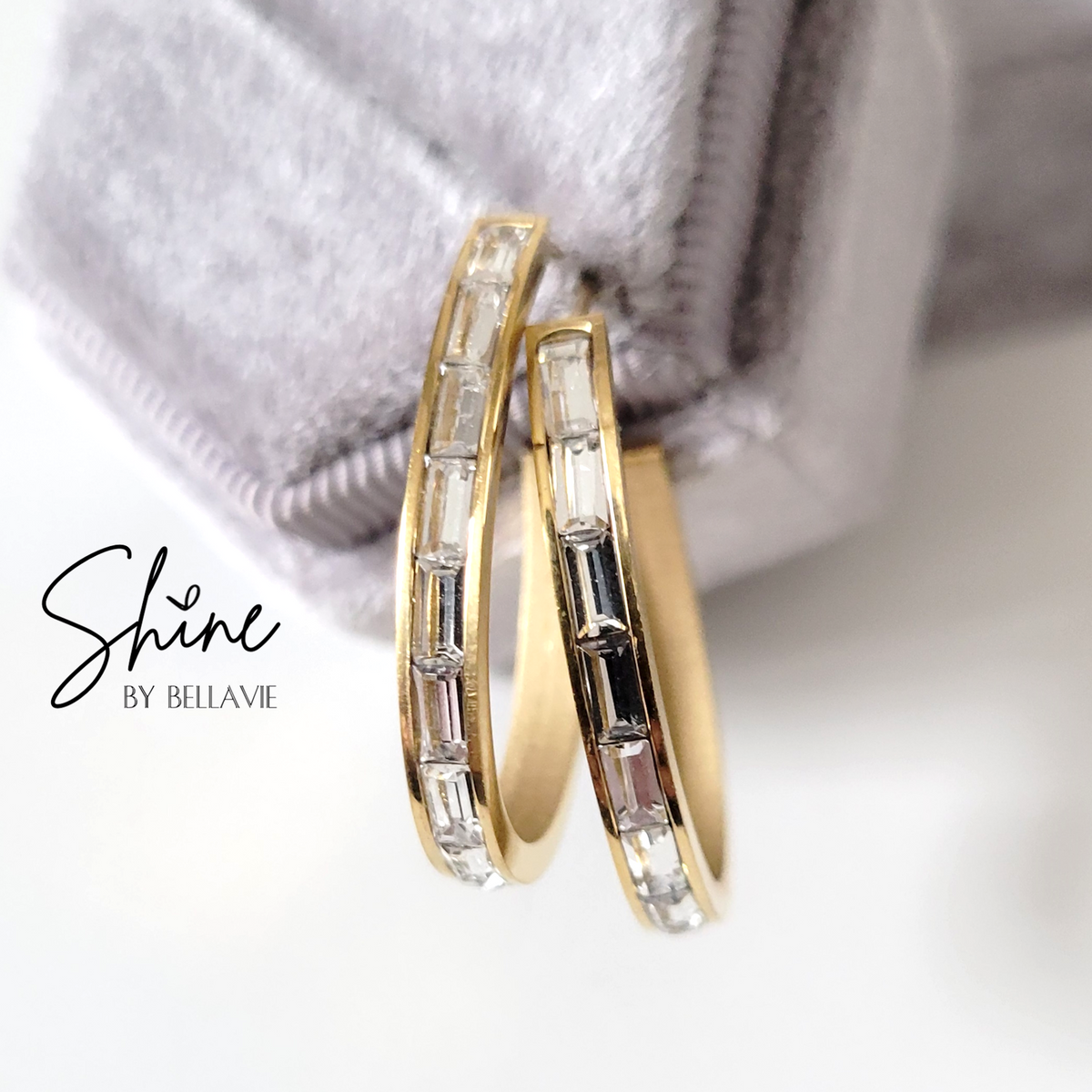 Gwendolyn Crystal Oval Hoop Earrings