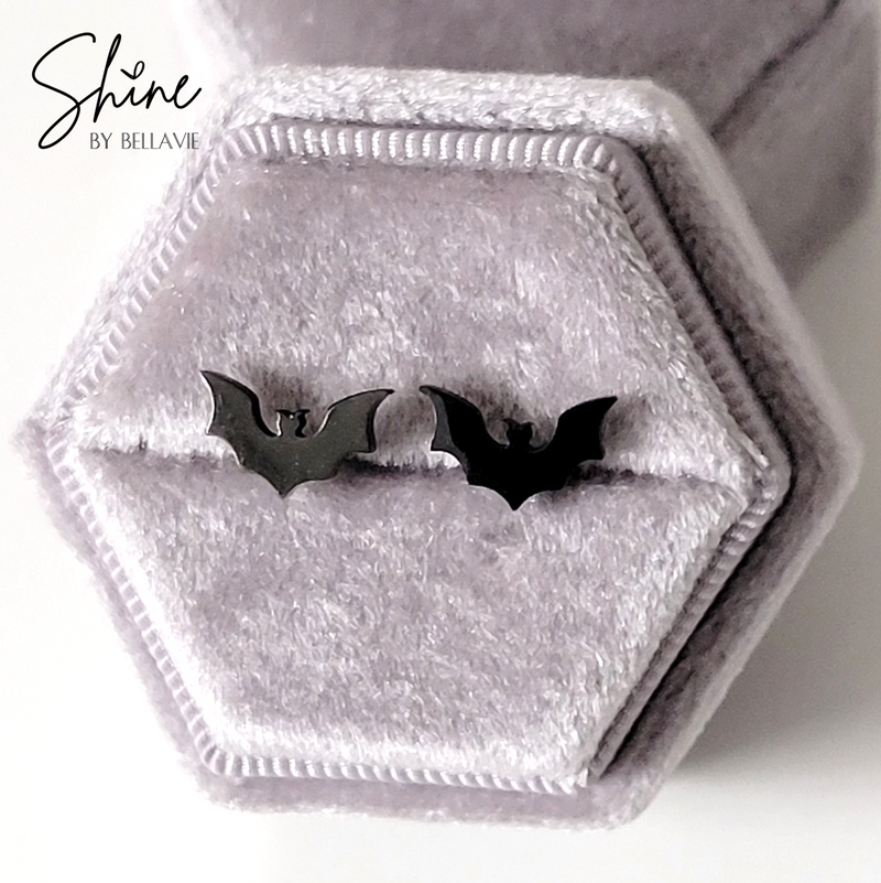 Black Bat Stud Earrings
