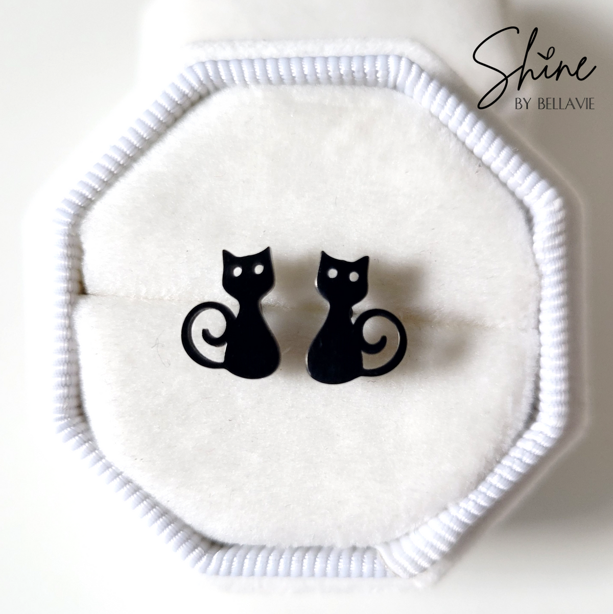 Black Cat Stud Earrings