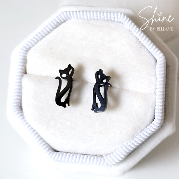 Black Siamese Cat Earrings