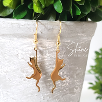 Hanging On Cat Drop Earrings
