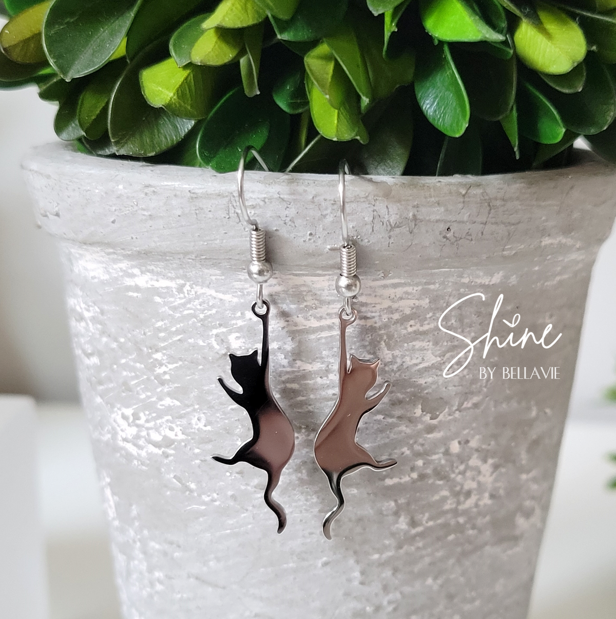 Hanging On Cat Drop Earrings