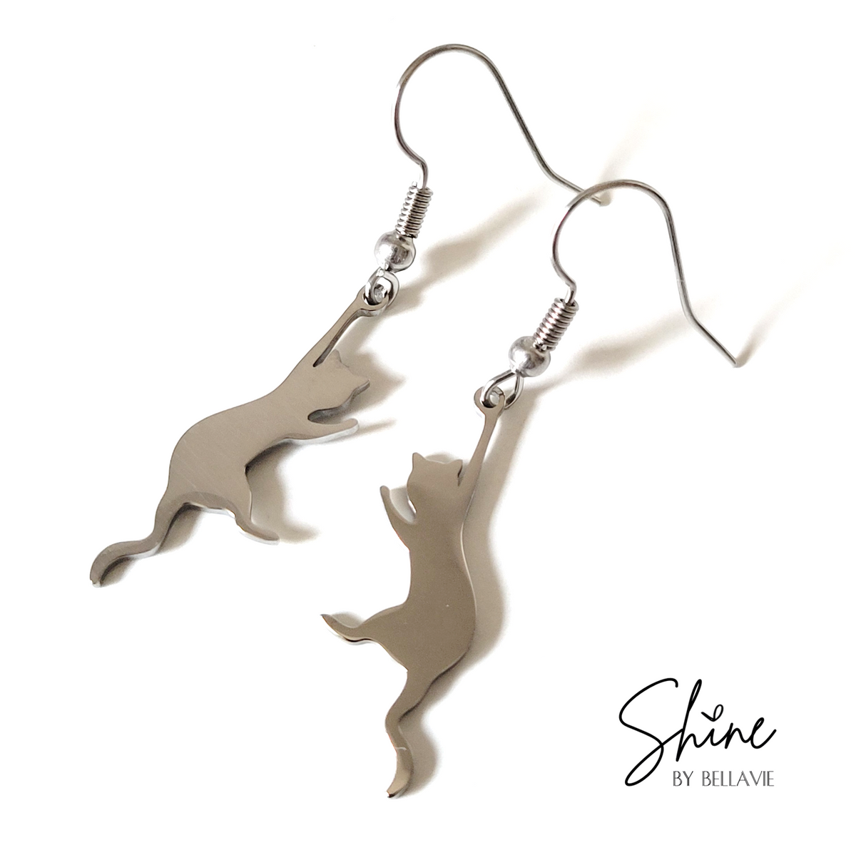 Hanging On Cat Drop Earrings