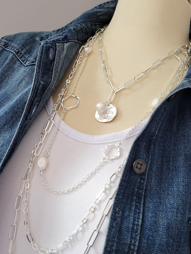 Harbour Sand Dollar and Pearl Link Necklace