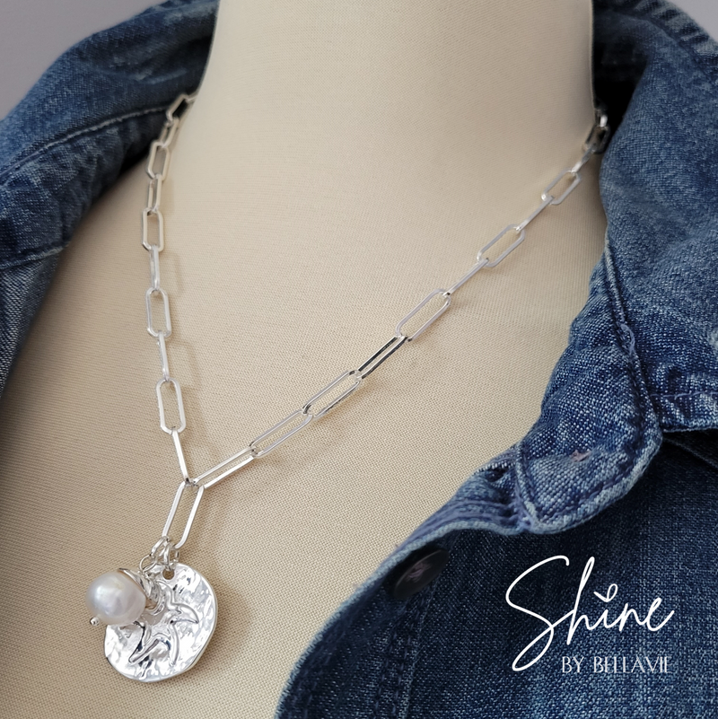 Harbour Sand Dollar and Pearl Link Necklace