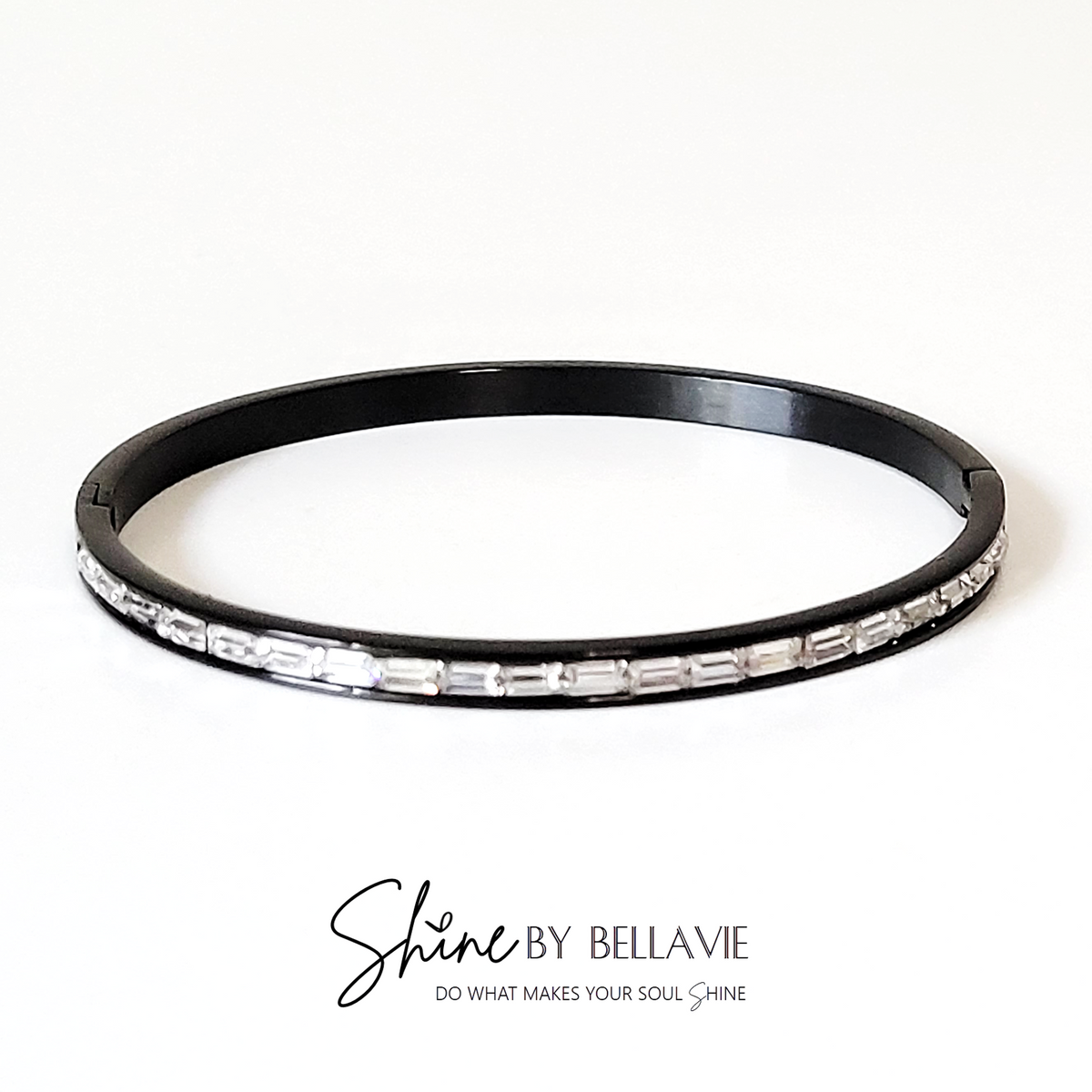 Black crystal bangle discount