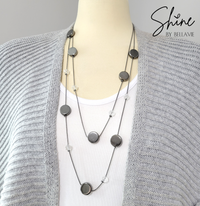 Hayley Disc and Crystal Bead Long Necklace