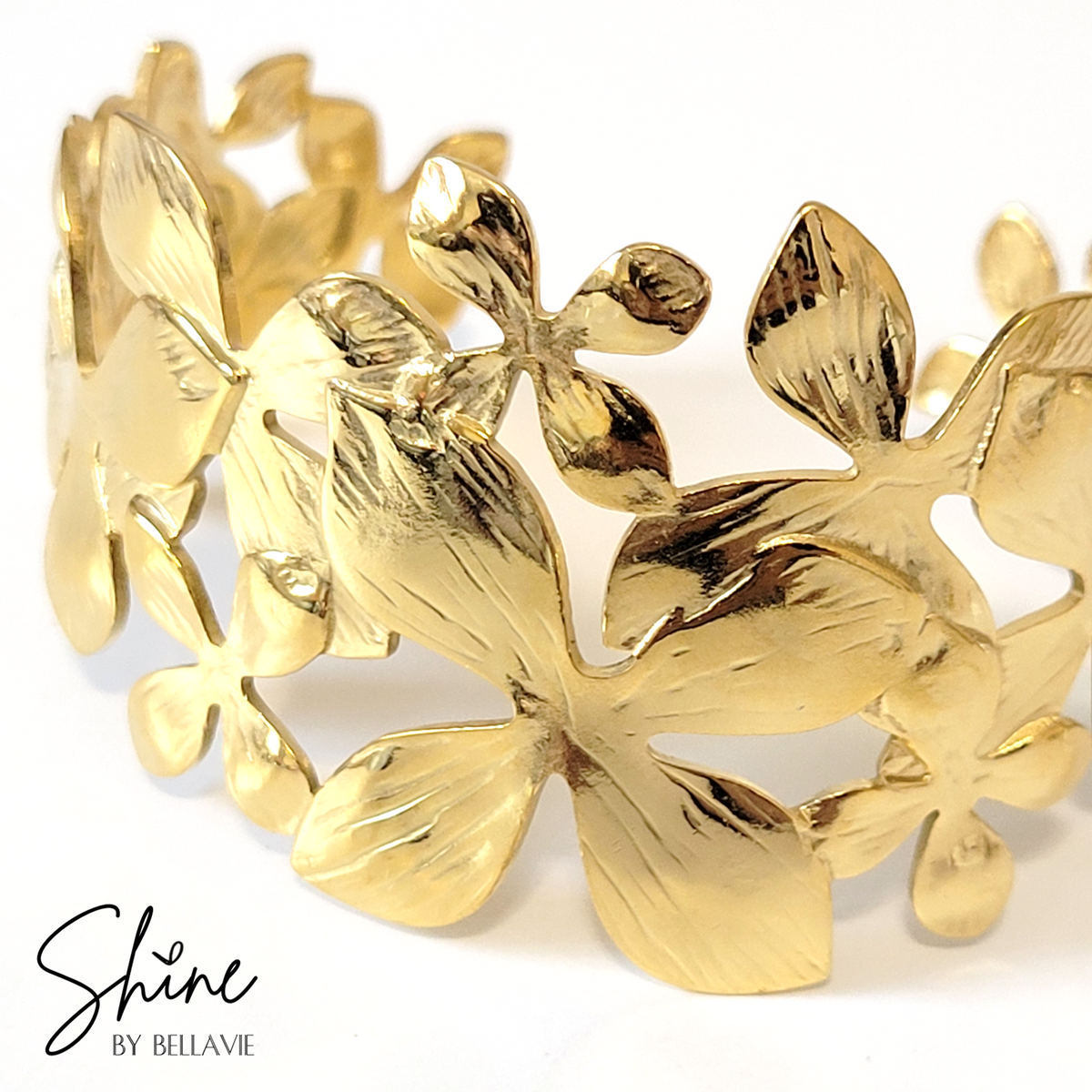 Hydrangea Flower Cuff Bracelet