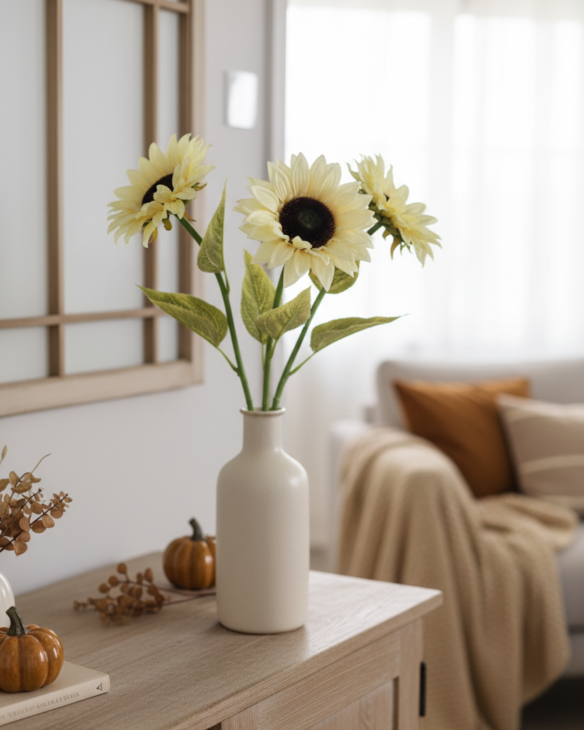 Soft Yellow Sunflower Stem Real Touch 21"