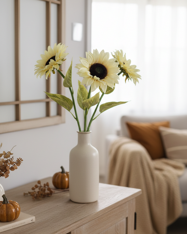 Soft Yellow Sunflower Stem Real Touch 21"