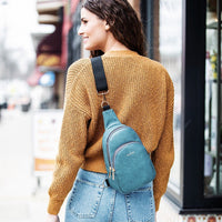 Kedzie Vegan Leather Sunset Sling Bag Teal