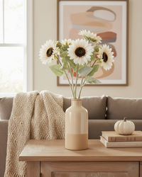 White Bloom and Blossom Sunflower Stem 18"