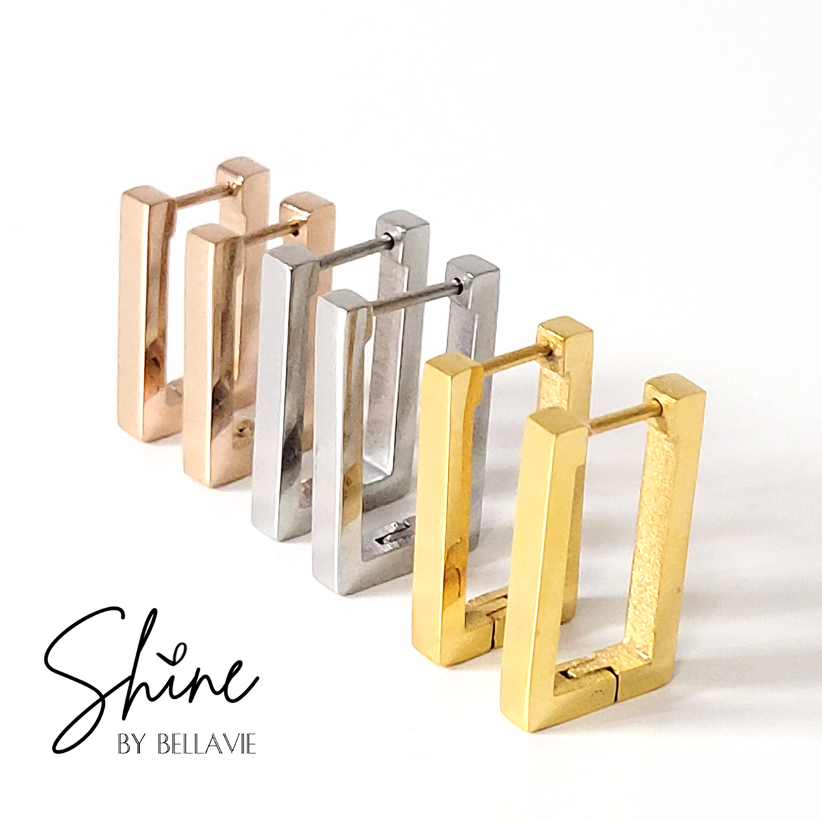 James Rectangular Huggie Earrings