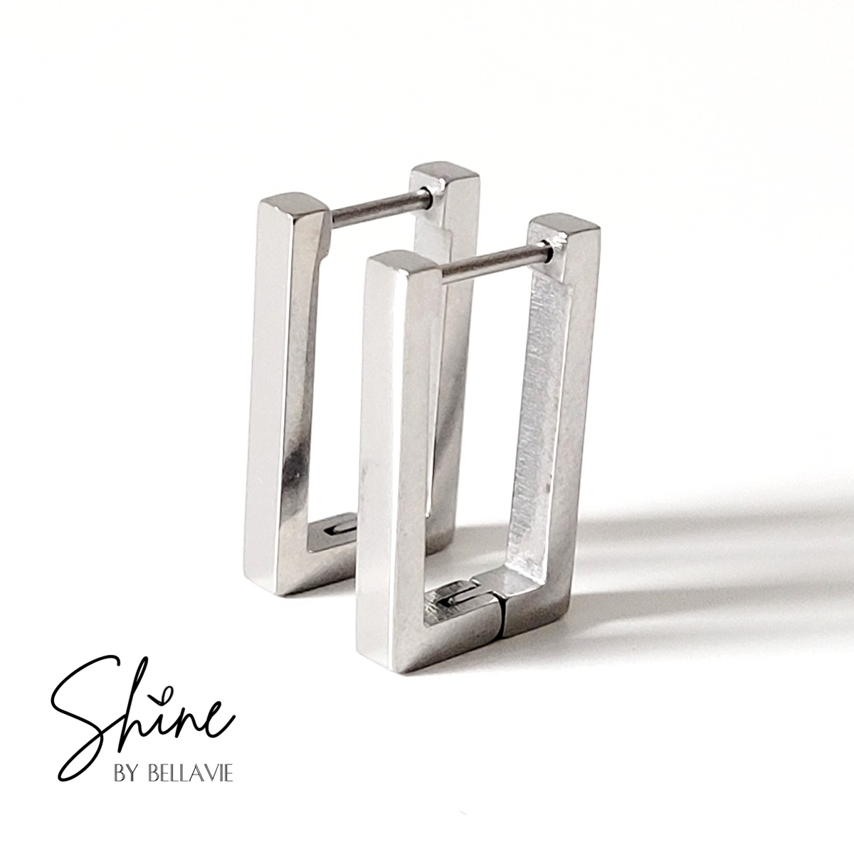 James Rectangular Huggie Earrings